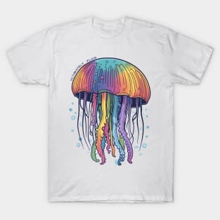 Playful Fun and Perfectly Fluid Rainbow Jellyfish T-Shirt